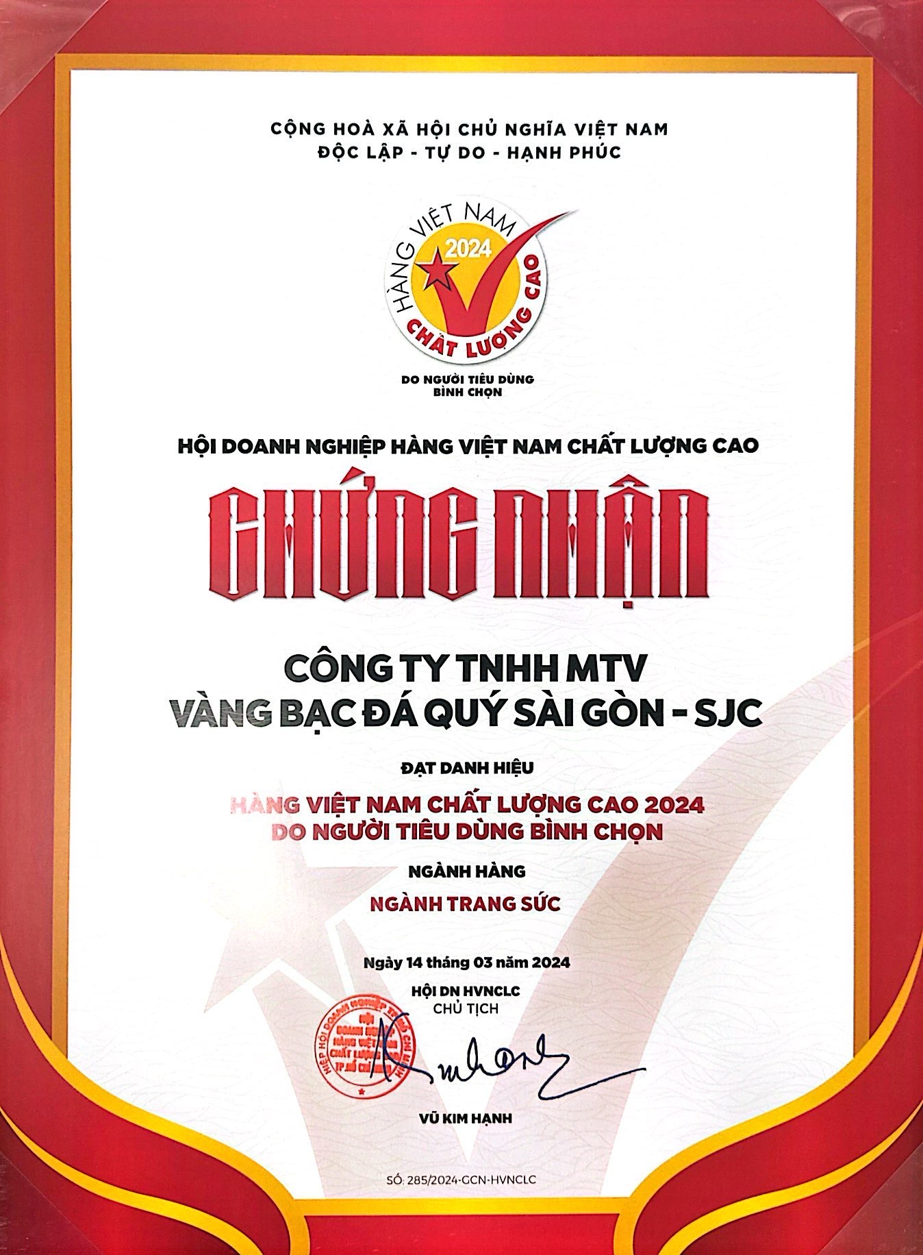 Hàng VN chất lượng cao 2024